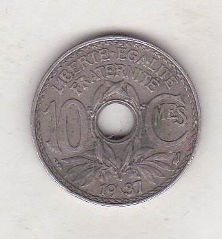bnk mnd Franta 10 centimes 1937 foto