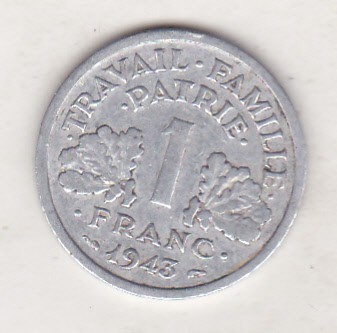 bnk mnd Franta 1 franc 1943 foto