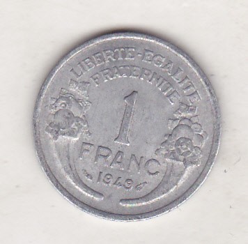 bnk mnd Franta 1 franc 1949 foto