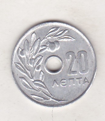 bnk mnd Grecia 20 lepta 1969 foto