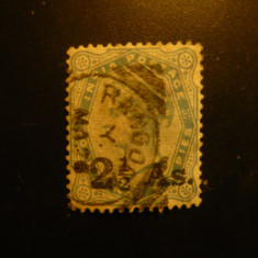 Timbru 2 1/2 As supratipar pe 4 ana si 6 p,stamp. Rangoon , 1891 - India