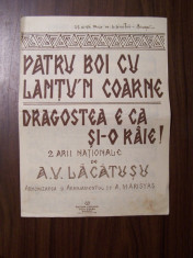 Patru boi cu lantu-n coarne / Dragostea e ca si-o raie (partitura interbelica) foto