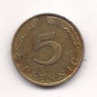 No(1) moneda- DDR- 5 Pfennig 1974