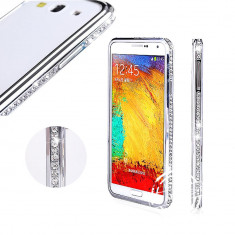 Bumper argintiu SILVER metal cristale Samsung S5 + folie ecran cadou