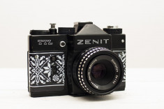Zenit + Domiplan (aparat foto vechi rusesc functional pe film + obiectiv + etui) foto