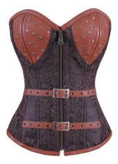 K333-8 Corset vintage cu fermoar, nituri aurii si catarame foto