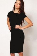 P297-1 Rochie casual cu nasturi pe lateral foto