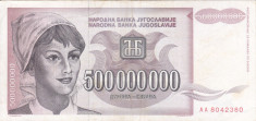 IUGOSLAVIA 500.000.000 dinara 1993 VF!!! foto