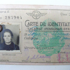 CFR - CARTE DE IDENTITATE - SALARIAT- PENSIONAR - ANUL 1950