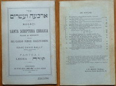 Bucati din Santa Scriptura Ebraica pentru usul claselor israelito - romane ,1902 foto