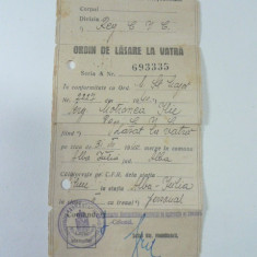 ORDIN DE LASARE LA VATRA - REGIMENTUL DE CAVALERIE SIBIU - ANUL 1940