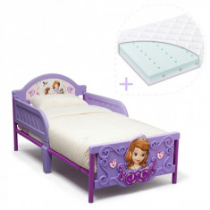 Set pat cu cadru metalic Disney si saltea pentru patut Dreamily 140 x 70 x 10 cm Sofia Intai 3D Delta Children foto