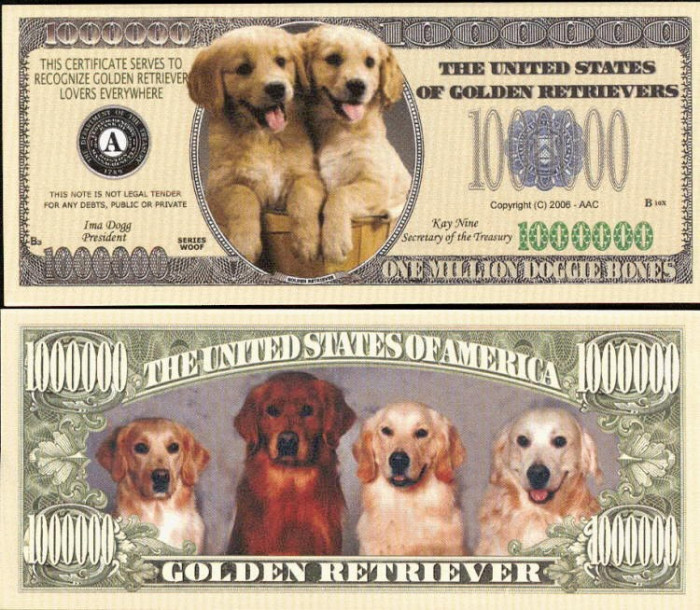 !!! SUA = FANTASY NOTE = GOLDEN RETRIEVER - 2006 - UNC / SERIA CAINI , WOOF