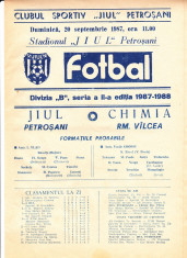 Program meci fotbal JIUL PETROSANI - CHIMIA RM. VILCEA (20.09.1987) foto
