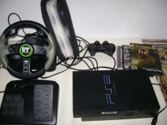 consola+volan+pedale+controler+set cabluri+3 jocuri originale+150 jocuri foto