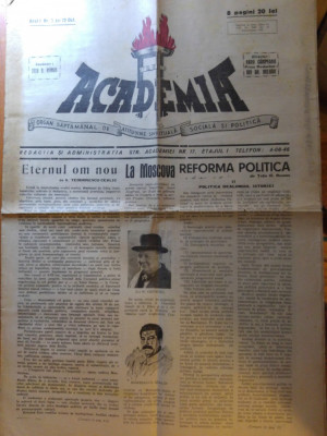 ziarul academia anul 1/nr. 3 din octombrie 1944 foto