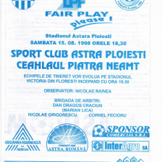 Program meci fotbal ASTRA PLOIESTI - CEAHLAUL PIATRA NEAMT (15.08.1998)