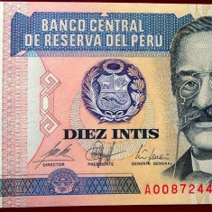 Bancnota 10 INTIS - PERU, 1987 * Cod 775 B = UNC