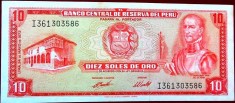 Bancnota exotica 10 Soles de Oro - PERU, 1973 * Cod 773 = UNC