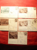 Set 5 Carti Postale Bucuresti , culori diferite , circulat 1955, Circulata, Printata