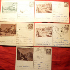 Set 5 Carti Postale Bucuresti , culori diferite , circulat 1955