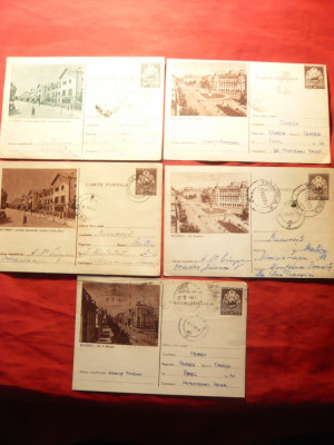 Set 5 Carti Postale Bucuresti , culori diferite , circulat 1955 foto