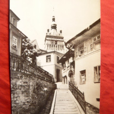 Ilustrata - Sighisoara - Scara catre Turnul cu Ceas , circulat 1963
