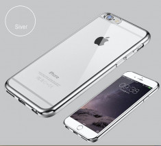 iPhone 6 6s Husa Ultra Slim Silicon Gel Transparenta Bumper Silver foto