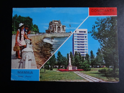 SEPT15-Vedere/Carte postala-Constanta-Cazinoul-Mamaia-Hotel Perla-circulata foto