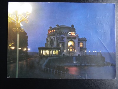 SEPT15-Vedere/Carte postala-Constanta-Cazinoul-vedere nocturna-circulata foto