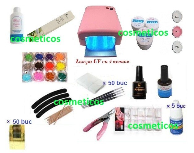 KIT SET UNGHII FALSE GEL UV MANICHIURA -bonus ghid aplicare- |BAZA | Okazii .ro