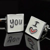 Butoni noi stil casual mesaj: "I LOVE YOU" + cutie simpla cadou, Inox