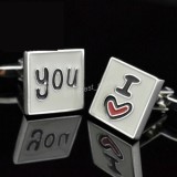 Butoni noi stil casual mesaj: &quot;I LOVE YOU&quot; + cutie simpla cadou, Inox