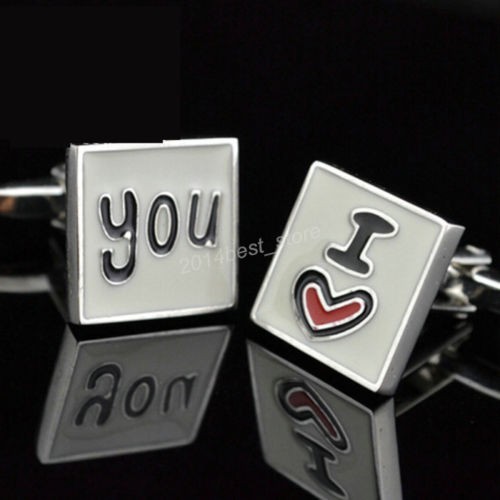 Butoni noi stil casual mesaj: &quot;I LOVE YOU&quot; + cutie simpla cadou