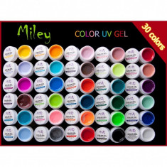 Set 30 geluri colorate mate Miley,Kit gel color,Gel uv 30 culori,Kit set gel foto