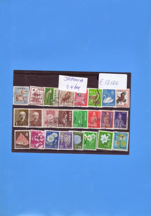 LOT TIMBRE JAPONIA STAMPILATE PASARI, FLORI PERSONALITATI 24 BUC