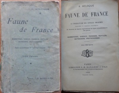 Acloque , Fauna Frantei , descrierea speciilor locale , 1900 , cu 1124 desene foto