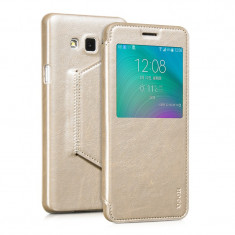 Husa piele HOCO SAMSUNG GALAXY A7 cu S view, SMART COVER, culoare: GOLD foto