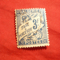 *Timbru Taxe Algeria-Colonie Franceza 1927- 3 Fr.albastru, stamp.