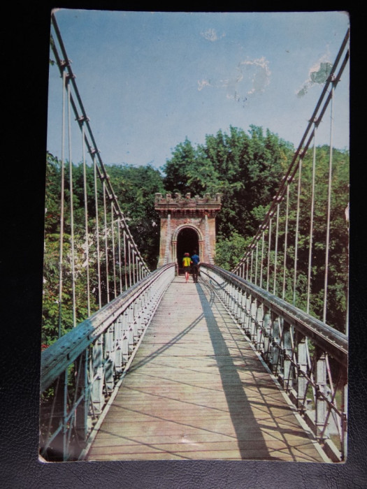 SEPT15-Vedere/Carte postala-Craiova-Podul suspendat din Parcul Poporului