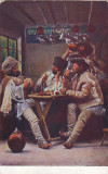 1554 - BRASOV, Ethnic, shepherds to tavern - old postcard - used, Circulata, Printata