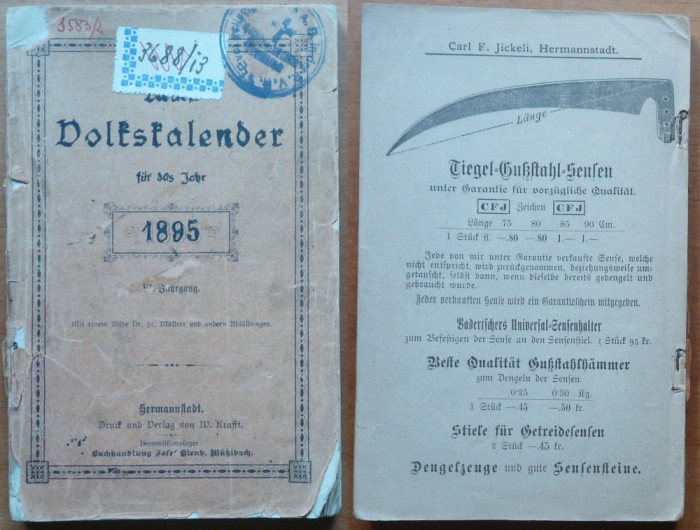 Almanah , Sibiu , 1895 , in limba germana , ilustrat , 160 pagini