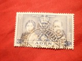 Timbru 3 1/2 anna ADEN -gri-bleu 1937 Incoronare George VI ,stampilat