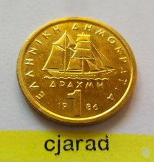 Moneda 1 Drahma - GRECIA, anul 1986 *cod 1253 --- a.UNC foto