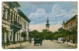 1865 - GIURGIU, Firetower, street Lahovary - old postcard - used - 1913