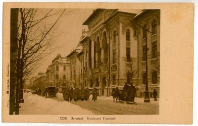 3201 - BUCURESTI, Elisabeth Ave. in winter - old postcard - unused foto