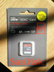 Sandisk 64GB Ultra SDXC SDHC UHS-I Card 30MB/s (Class 10), nou foto