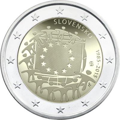 SLOVACIA 2 euro comemorativ 2015 - drapel European, UNC foto