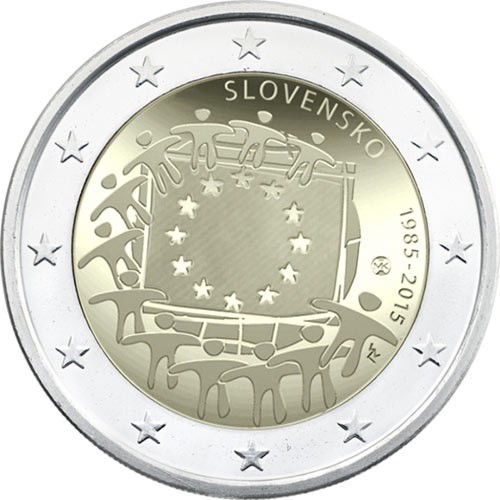 SLOVACIA 2 euro comemorativ 2015 - drapel European, UNC