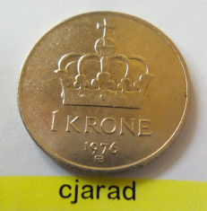 Moneda 1 Coroana - Norvegia 1976 *cod 1286 foto